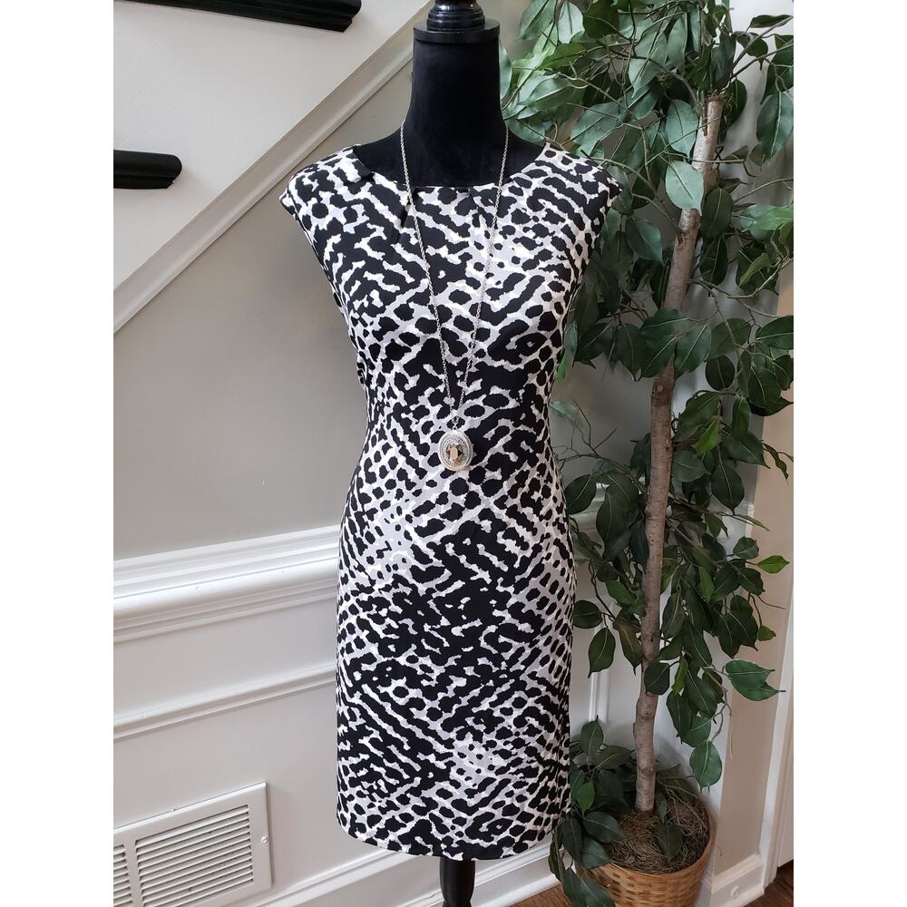 Kohl's Women's Black White Leopard Bodycon Dress